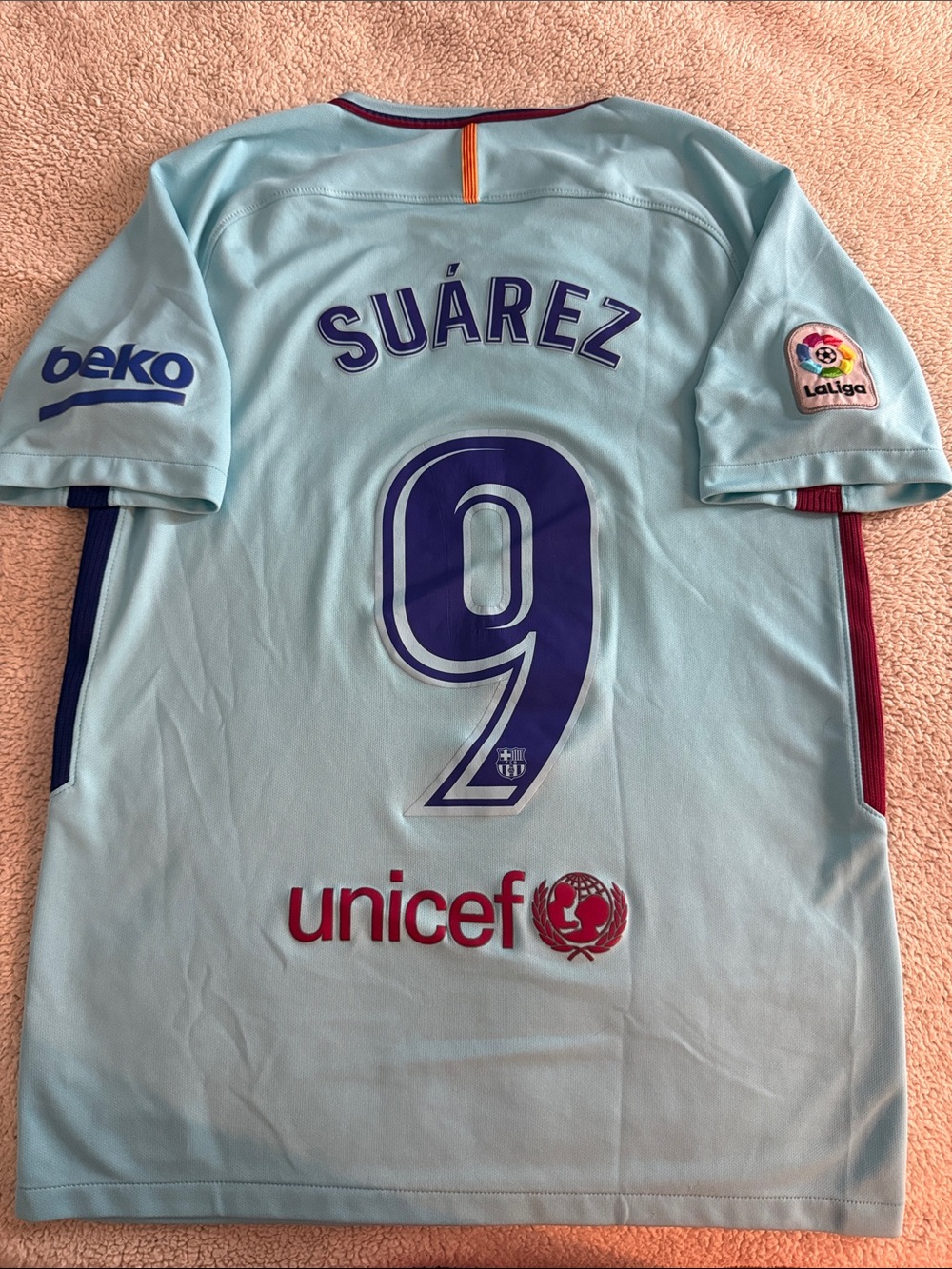 FC Barcelona #9 Luis Suarez 2017-18 Nike La Liga Away Jersey